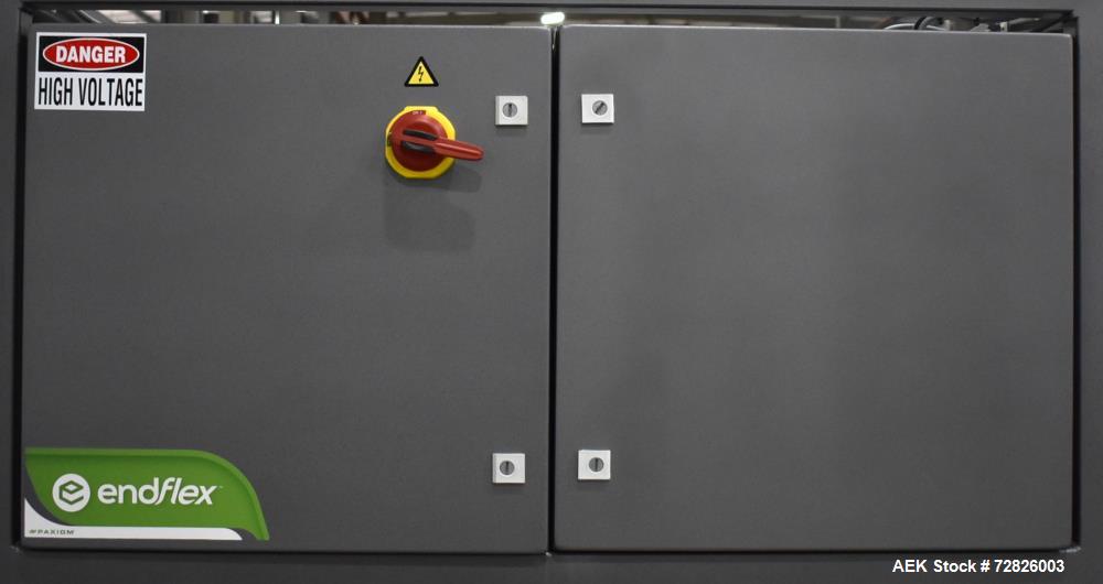 Unused- Endflex (Paxiom) Small Footprint Vertical Cartoner, Model BOXXER KARTNR. Capable of speeds up to 60 CPM (depending on application). Size range: 1" (25mm) to 4.5" (114mm) length x 1" (25mm) to...